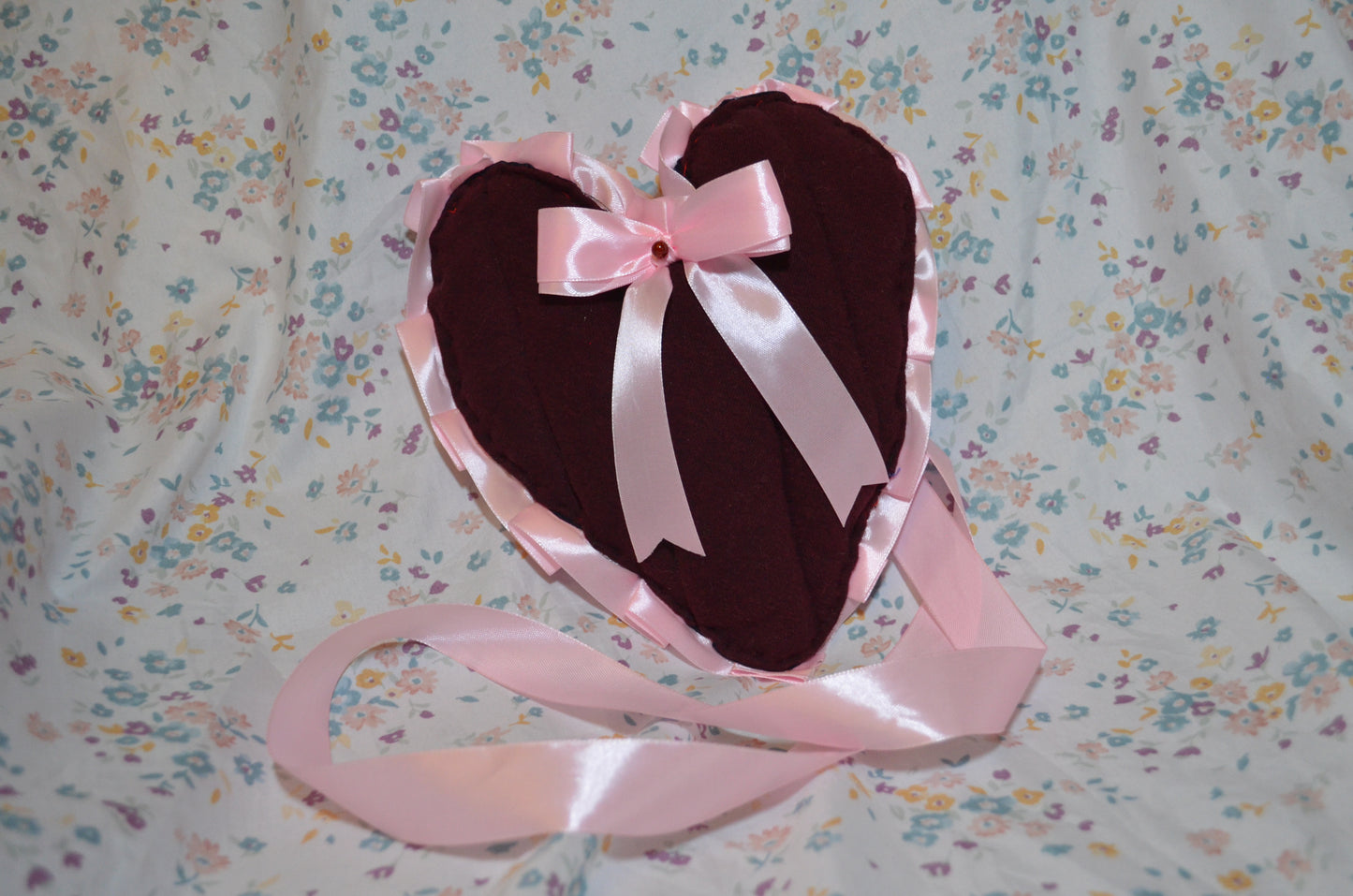 Puff Purse - Red fabric with pink accents