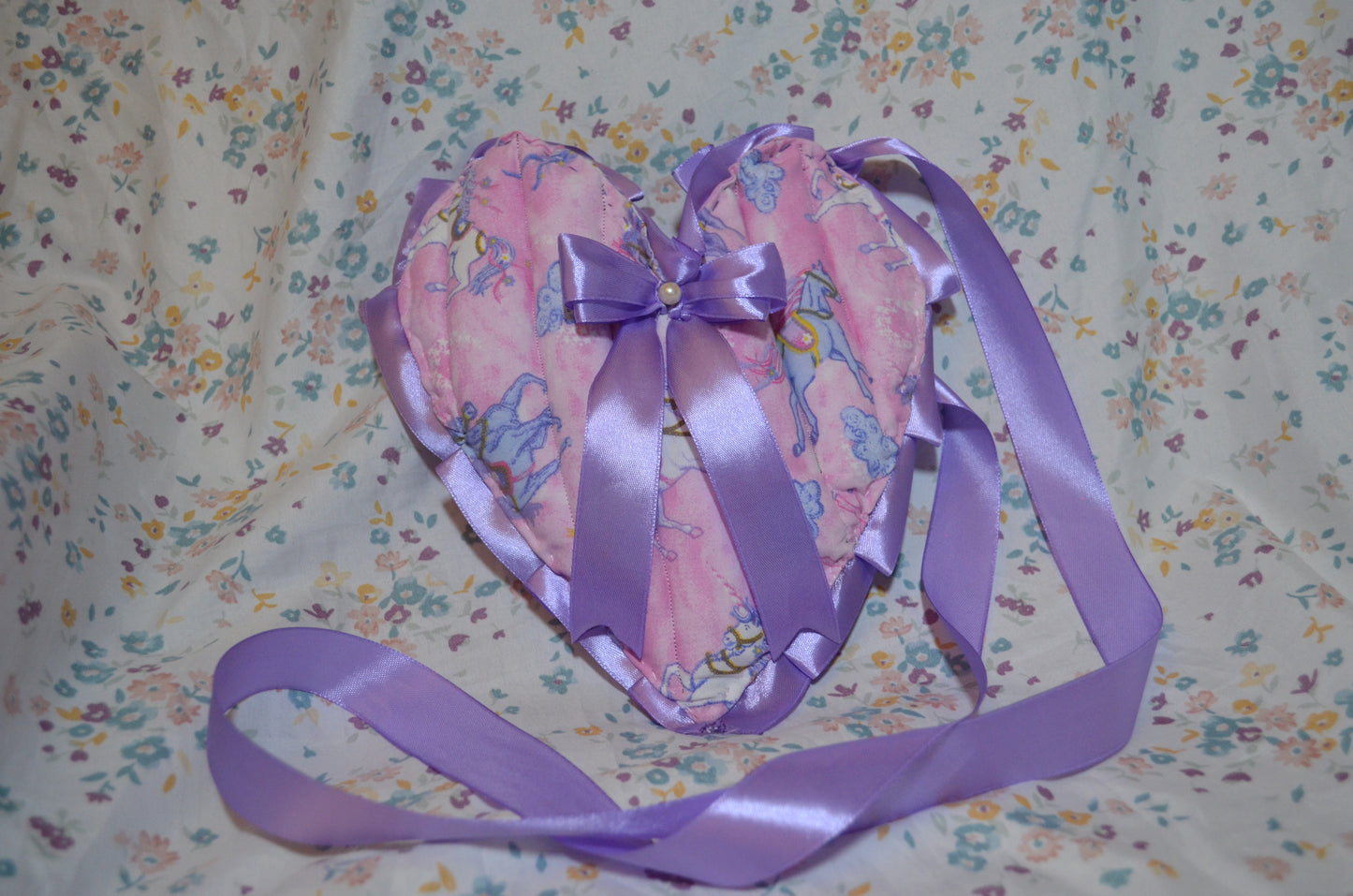 Puff Purse - Unicorn fabric with purple accents