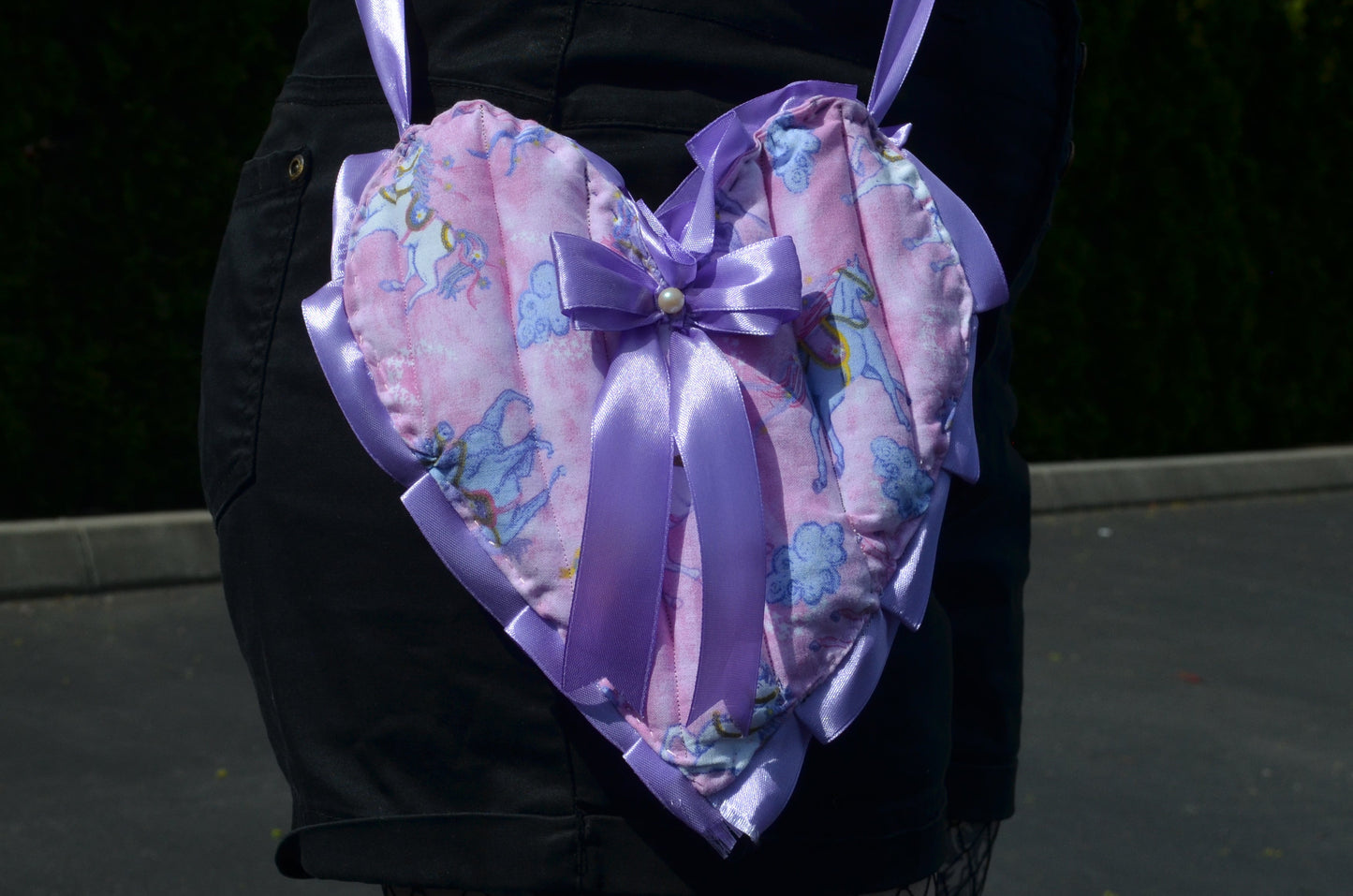 Puff Purse - Unicorn fabric with purple accents