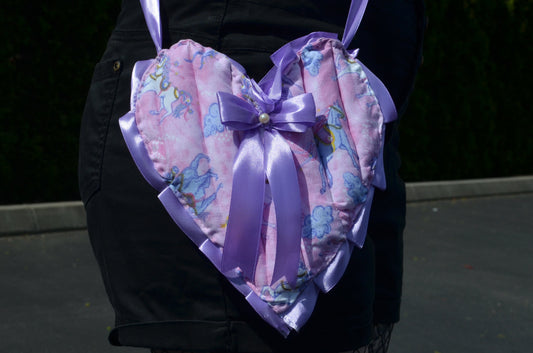 Puff Purse - Unicorn fabric with purple accents