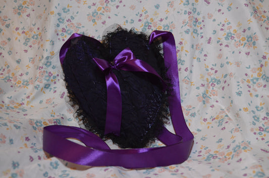 Puff Purse - Purple fabric with black and purple accents