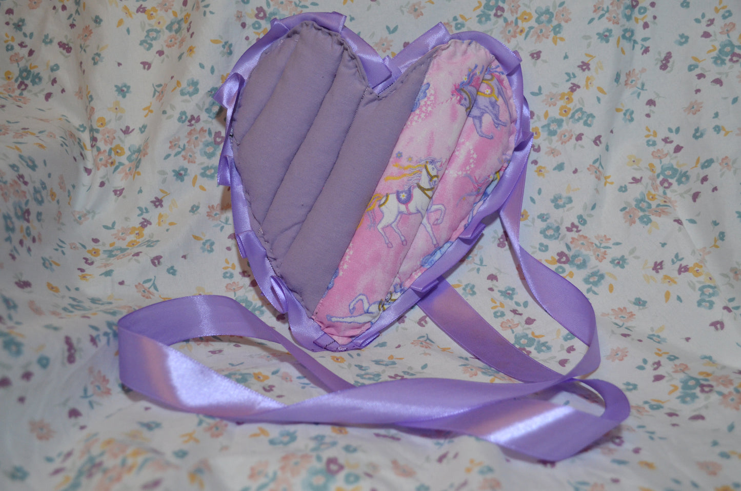 Puff Purse - Unicorn fabric with purple accents