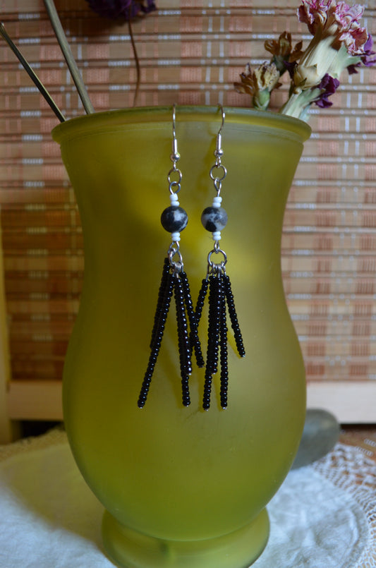 Earrings - Zebra Jasper stone beads